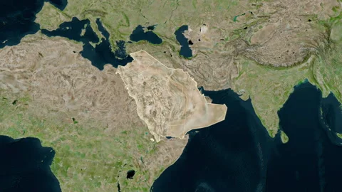 Saudi Arabia map - extract. Regions. Satellite. Labels Stock Footage 322889559