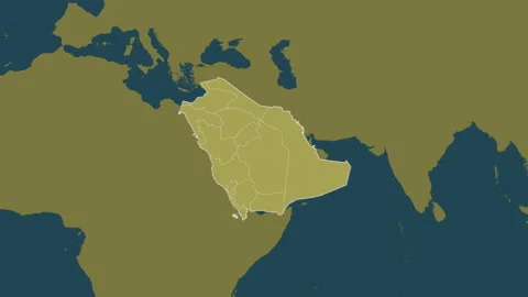Saudi Arabia map - extract. Regions. Pattern. Labels Stock Footage 322892136