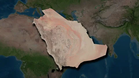 Saudi Arabia map - extract. Shadow. Satellite. Labels Stock Footage 322890163