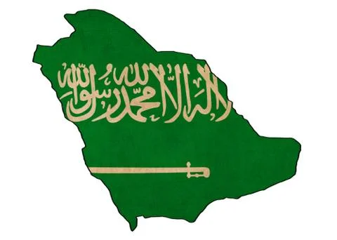 Saudi arabia map on  flag drawing ,grunge and retro flag series Stock Illustration