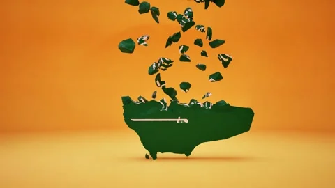 Saudi Arabia Map With Flag Video stock 323605351