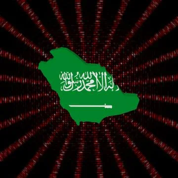 Saudi Arabia map flag on red hex code burst illustration Stock Illustration