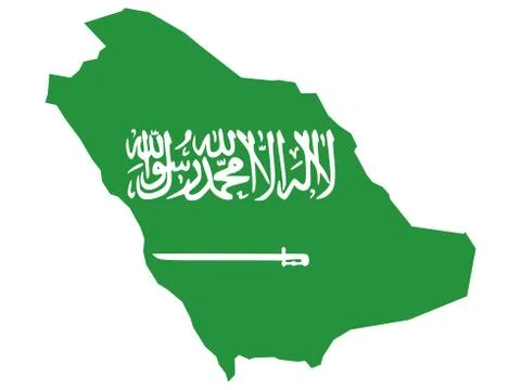 Saudi arabia map flag vector illustration. Gulf country. Stock Illustration