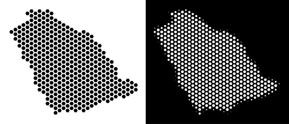 Saudi Arabia Map Hex-Tile Abstraction イラスト素材