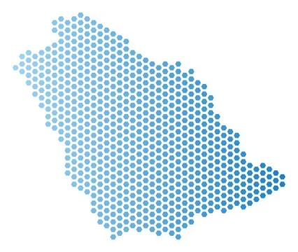 Saudi Arabia Map Hexagonal Mosaic 库存插图