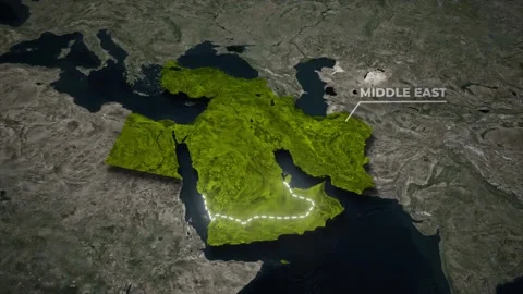 Saudi Arabia Map Highlighted on 3D Middle East Satellite Map Animation Vídeos de archivo 336451296