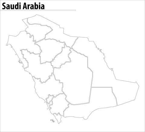 Saudi arabia map illustration vector detailed saudi arabia map with regions. Stock Illustration