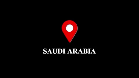 Saudi arabia map location pin animation on black background, for travel and.. 스톡 동영상 333290985