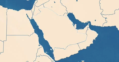 A saudi arabia map with most important cities and frontier lines Vídeo Stock 337431323