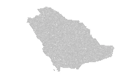 Saudi Arabia map from particles, dots. Digital silhouette. Abstract animati.. Stock Footage 261449844