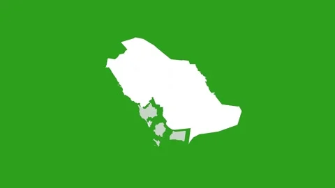 Saudi Arabia Map Showing Different States Highlighted Green Screen Animation 4K Stock Footage 329917983