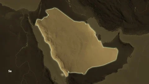 Saudi Arabia map - solid. Glow. Sepia. L... | Stock Video | Pond5