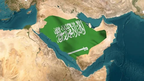 Saudi Arabia map with waving flag Stock Footage 294126300