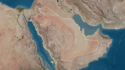 Saudi Arabia map - zoom. Regions. Satell... | Stock Video | Pond5