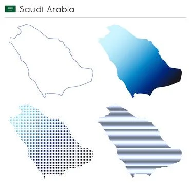 Saudi Arabia - outline, gradient, dotted and lines geometrical country shape Illustrazione stock