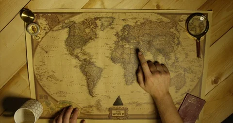 Saudi Arabia Pointed Out On The Map With Magnifying Glass  Stock Footage 114049317
