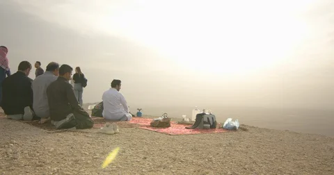 Saudi-Arabia Riyadh Edge-of-the-World-Prayer 422 59.94FPS Stock Footage 129585610