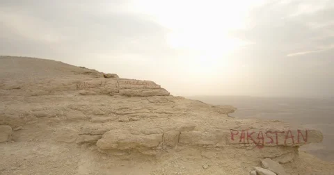 Saudi-Arabia Riyadh Edge-of-the-World-Pakistan-Graffiti2 422 59.94FPS Stock Footage 129586709