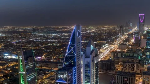 Saudi Arabia Riyadh landscape TimeLapse (Time-Lapse) - Riyadh Towers Stock Footage