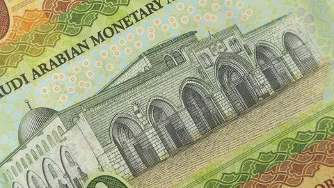 Saudi Arabia riyal notes rotating. Saudi Arabian money, currency Stock Footage 105191900