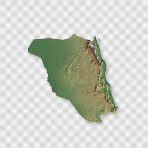 Saudi Arabia Rotating 3D Relief Map Seamless Loop, Alpha Channel 4K Видео 340701914