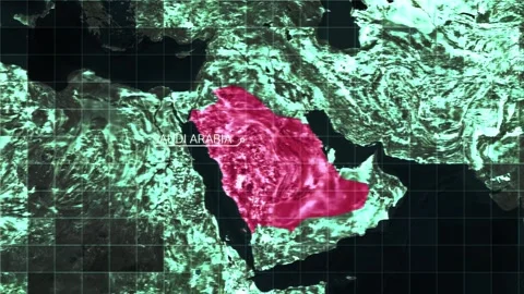 Saudi arabia  Satelite Map Stock Footage 343629713