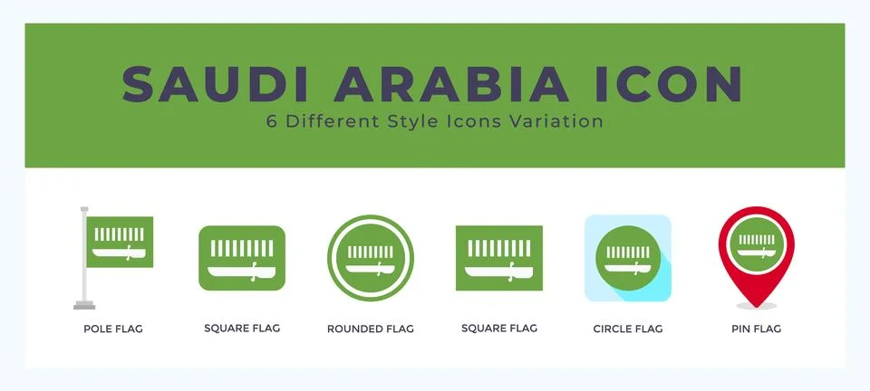 Saudi arabia set of icons. Vector illustration with different styles. Stock Illustration