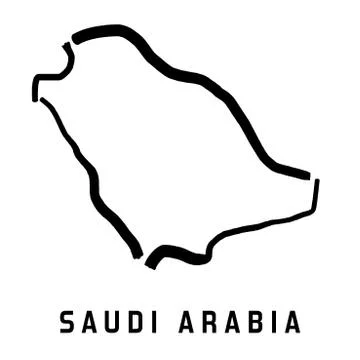 Saudi Arabia simple map outline - smooth simplified country shape map vector. Stock Illustration
