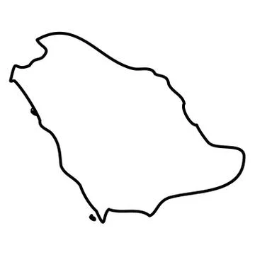 Saudi Arabia - solid black outline border map of country area. Simple flat 스톡 일러스트