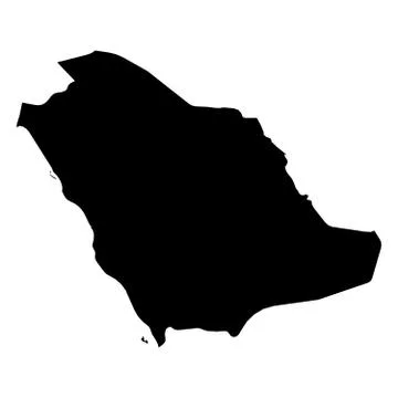 Saudi Arabia - solid black silhouette map of country area. Simple flat vector 스톡 일러스트