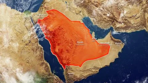 SAUDI ARABIA Zoom Map 2D Stock Illustration