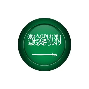 Saudi Arabian flag on the round button, vector illustration Stock Illustration