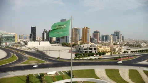 Saudi Arabian Flag Waving in the Wind  Stock Footage 334233903