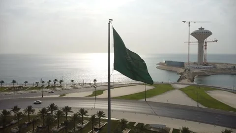 Saudi Arabian Flag Waving in the Wind  Stock Footage 334233911