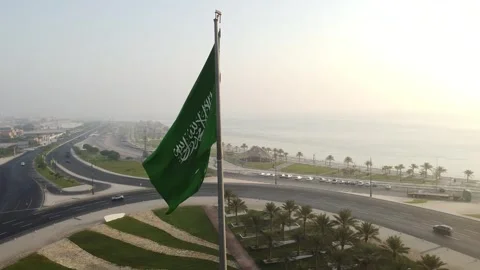 Saudi Arabian Flag Waving in the Wind  Stock Footage 334234170