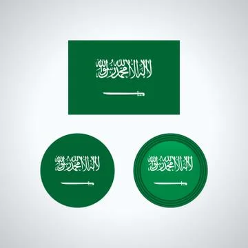 Saudi Arabian trio flags, vector illustration Stock Illustration