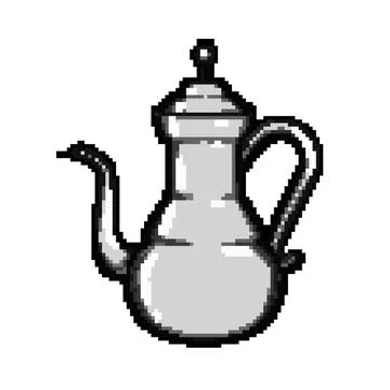 Saudi arabic tea pot pixel art vector illustration Stock Illustration