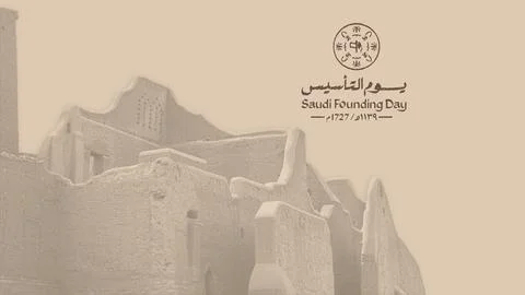 Saudi Founding Day, set of colored backgrounds for social media designs Stock Photos