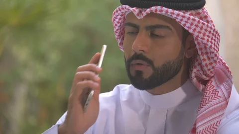 Saudi man using mobile phone. Stock Footage 94486202