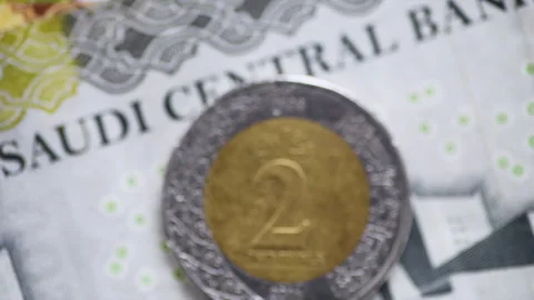 Saudi Riyal coin. Stock Footage 328301200