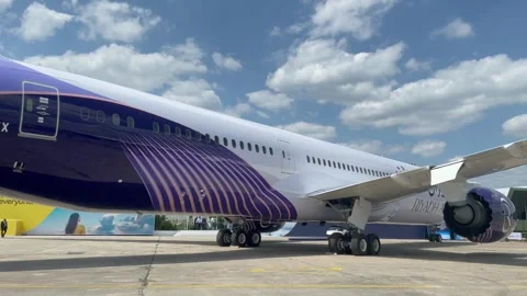 Saudi's Riyadh Air Boeing 787 Dreamliner close View aircraft Stock Footage 340774761