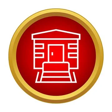 Sauna building icon on red circle background Ilustración de archivo