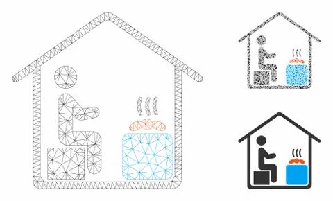 Sauna Client Vector Mesh Network Model and Triangle Mosaic Icon Illustrazione stock