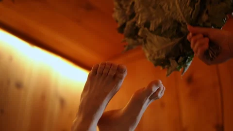 Sauna Experience with Herbal Elements for Ultimate Serenity and Calmness Stock Footage 305597585