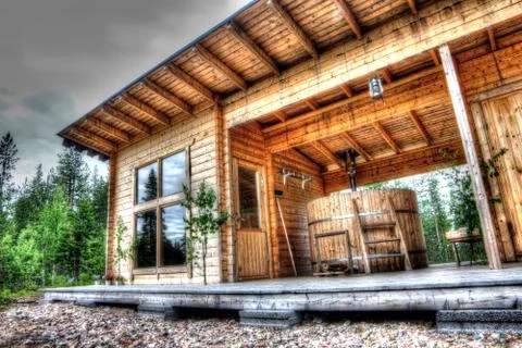 Sauna in forest Stock Photos