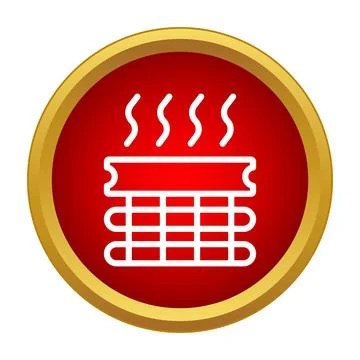 Sauna heater grid generating hot steam icon Stock Illustration