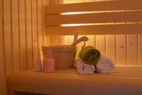 Sauna interior Stock Photos