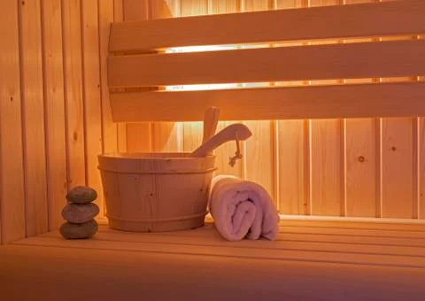 Sauna interior Stock Photos