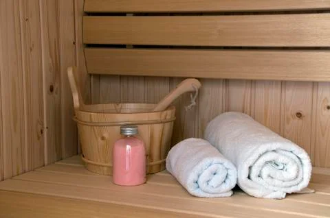 Sauna interior Stock Photos