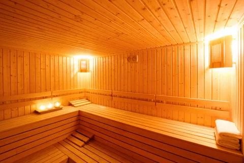 Sauna interior Stock Photos